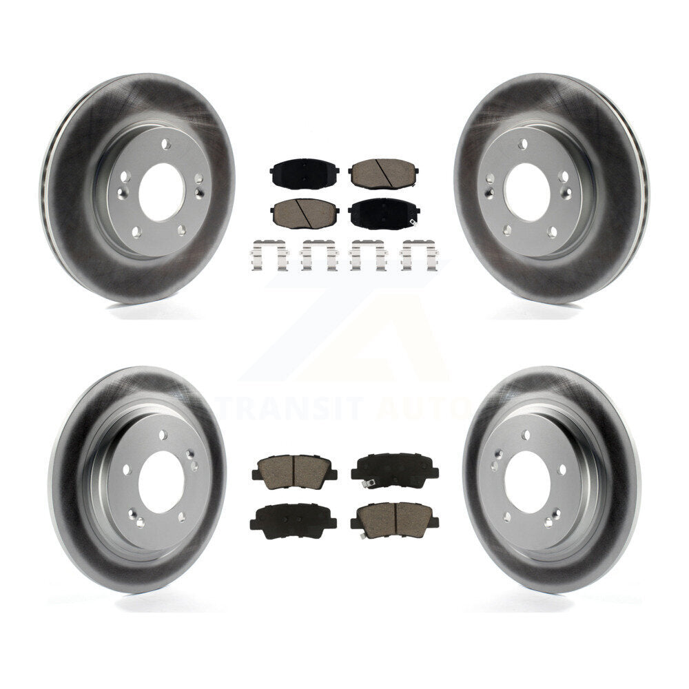 Front Rear Coated Disc Brake Rotors And Ceramic Pad Kit For Kia Forte5 Hyundai Elantra GT KGC-101271
