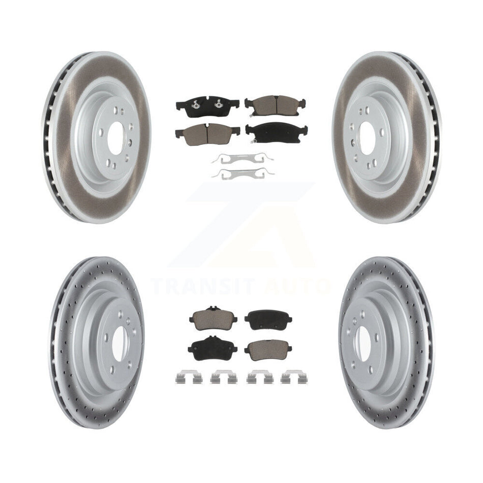 Front Rear Coated Disc Brake Rotors And Ceramic Pads Kit For 2016-2017 Mercedes-Benz GLE400 Without Sport Package KGC-101280