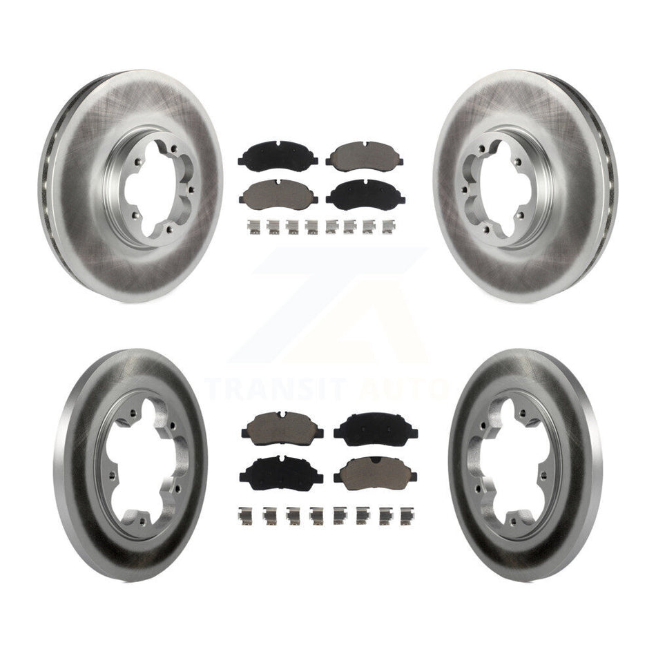 Front Rear Coated Disc Brake Rotors And Ceramic Pads Kit For 2015-2019 Ford Transit-250 Transit-350 Transit-150 With 5 Lug Wheels Without 4600 Lb Axle KGC-101285