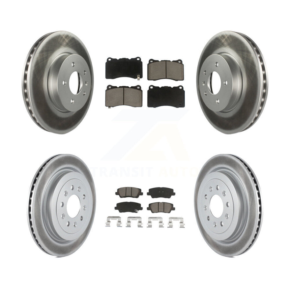 Front Rear Coated Disc Brake Rotors And Ceramic Pads Kit For 2013-2015 Cadillac ATS With 321mm Diameter Rotor KGC-101310