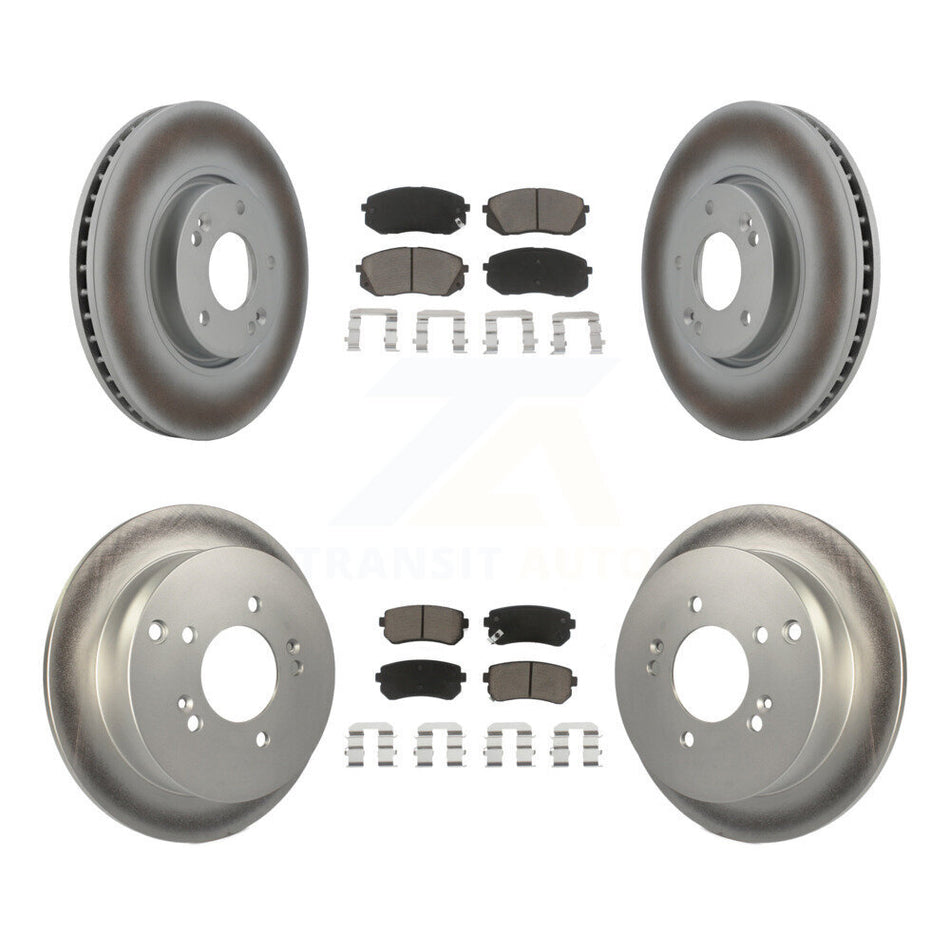 Front Rear Coated Disc Brake Rotors And Ceramic Pads Kit For Hyundai Tucson Kia Sportage KGC-101314