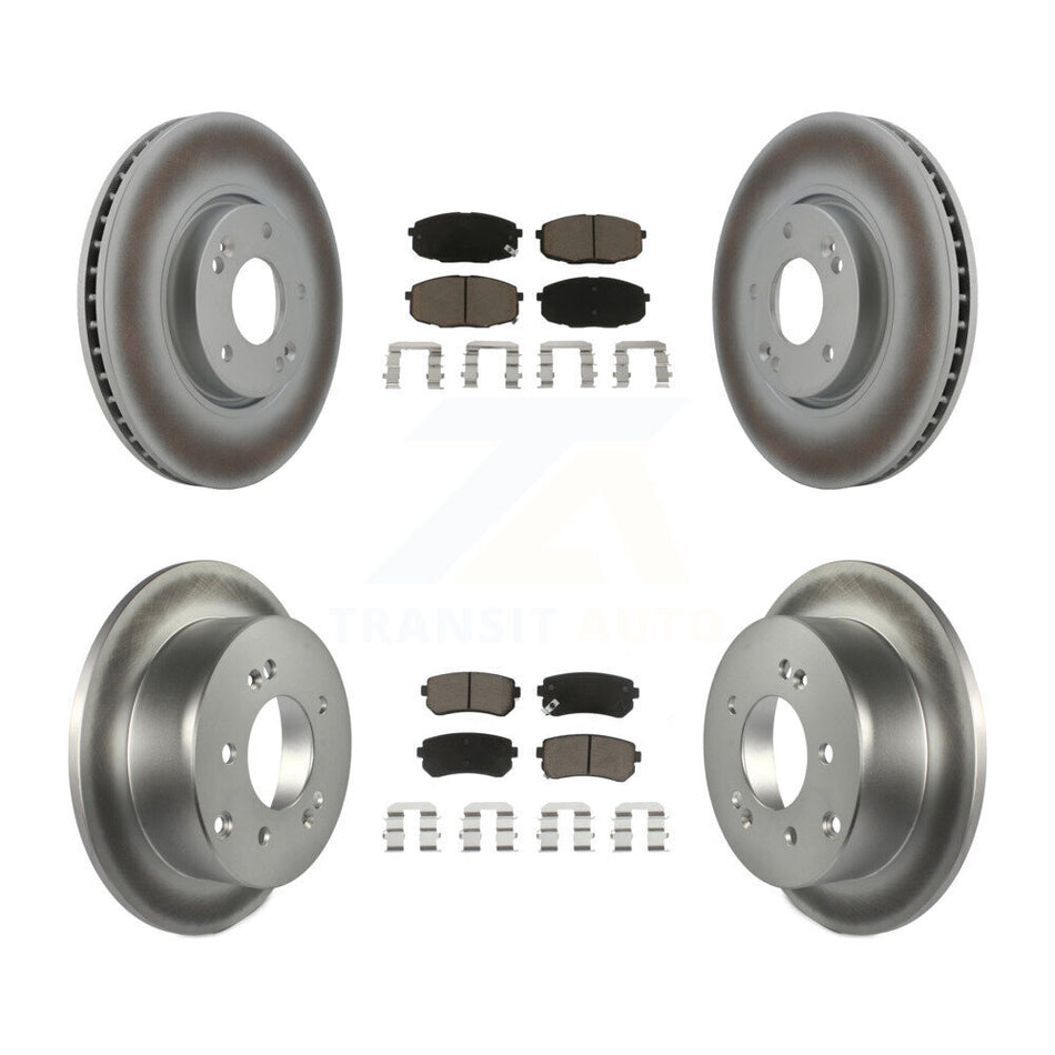 Front Rear Coated Disc Brake Rotors And Ceramic Pads Kit For Kia Forte Koup Forte5 KGC-101318