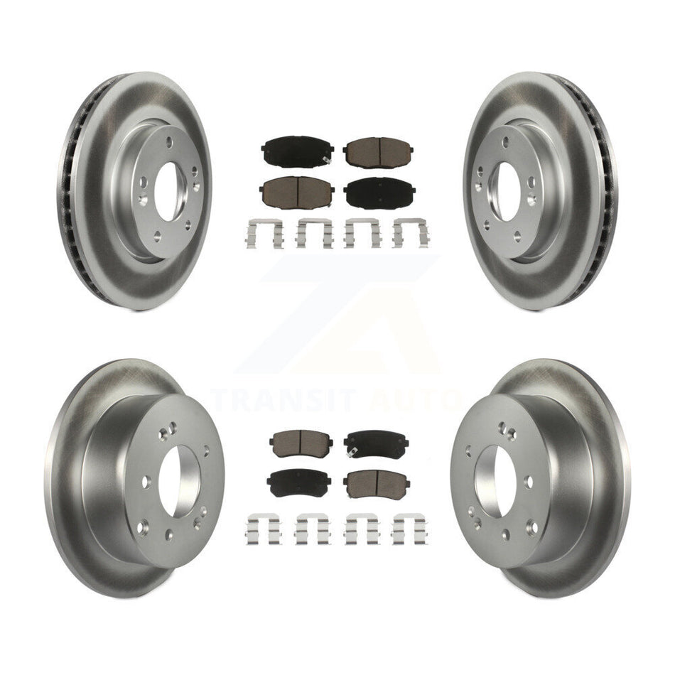 Front Rear Coated Disc Brake Rotors And Ceramic Pads Kit For Kia Forte Koup Forte5 KGC-101319