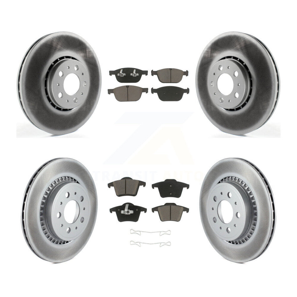 Front Rear Coated Disc Brake Rotors And Ceramic Pads Kit For 2003-2014 Volvo XC90 With 328mm Diameter Rotor KGC-101349