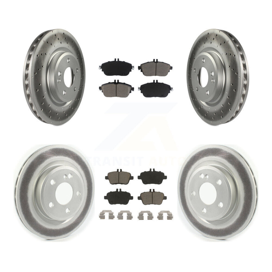 Front Rear Coated Disc Brake Rotors And Ceramic Pads Kit For Mercedes-Benz CLA250 With Sport Package KGC-101358