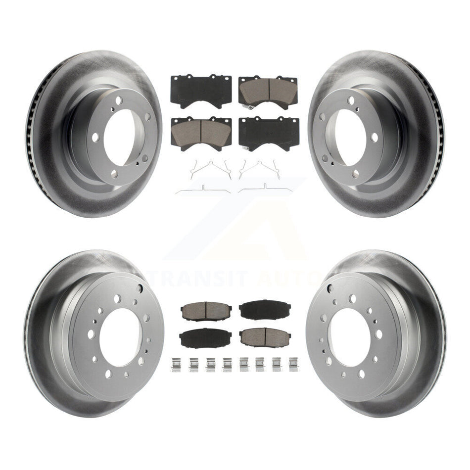 Front Rear Coated Disc Brake Rotors And Ceramic Pads Kit For Toyota Tundra Sequoia Lexus LX570 Land Cruiser KGC-101360