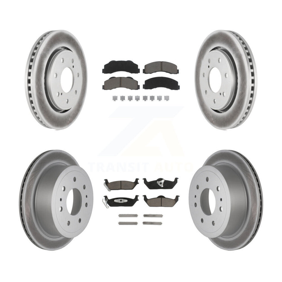 Front Rear Coated Disc Brake Rotors And Ceramic Pads Kit For 2010-2011 Ford F-150 With 7 Lug Wheels KGC-101366