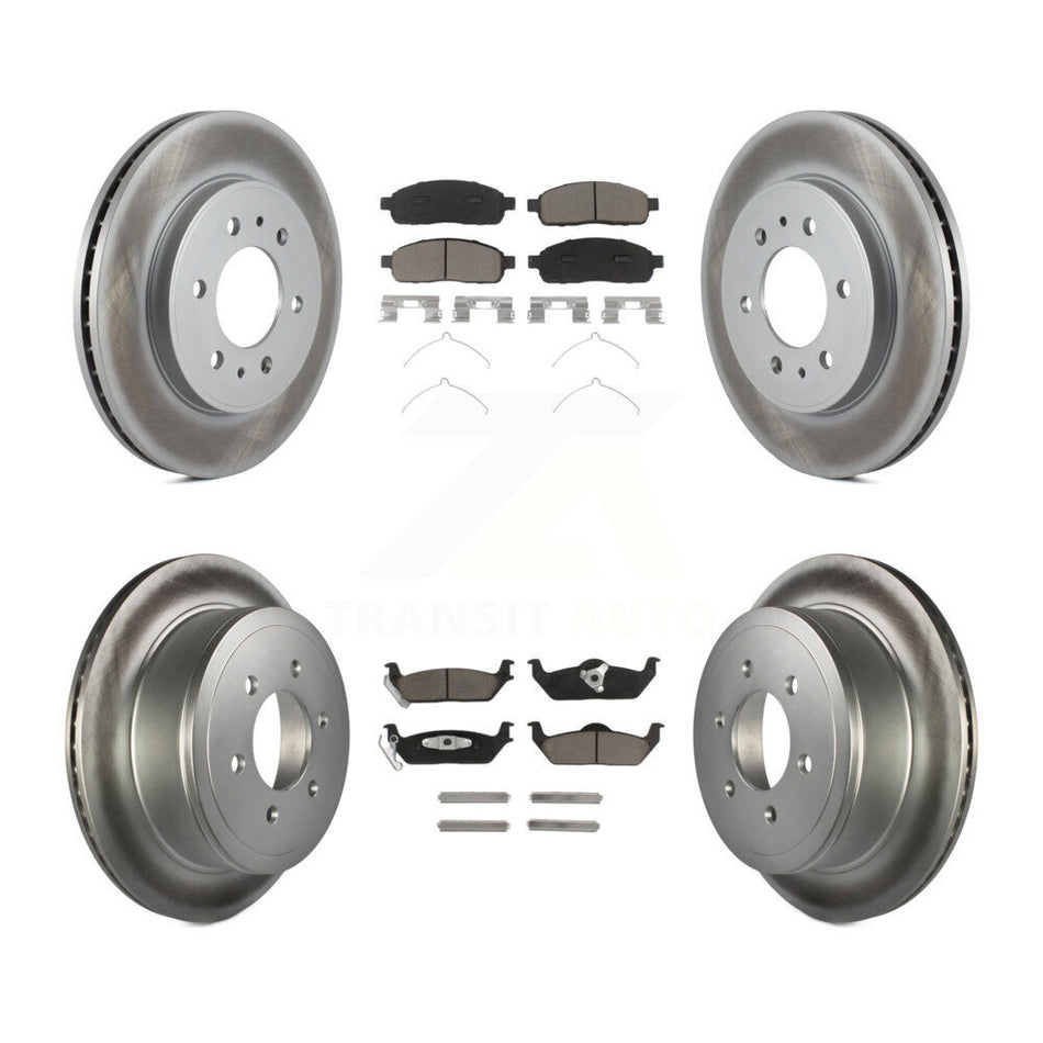 Front Rear Coated Disc Brake Rotors And Ceramic Pads Kit For 2009 Ford F-150 With 6 Lug Wheels KGC-101367