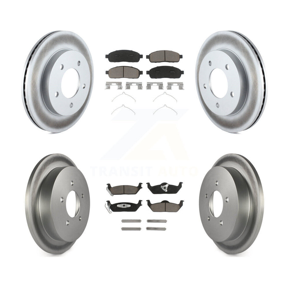 Front Rear Coated Disc Brake Rotors And Ceramic Pads Kit For 2004 Ford F-150 4WD With 5 Lug Wheels 11th Digit Of Vin Is C KGC-101368