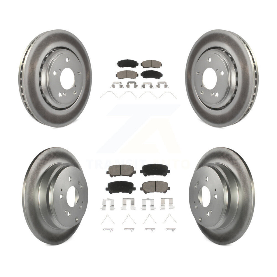 Front Rear Coated Disc Brake Rotors And Ceramic Pads Kit For 2015-2017 Honda Odyssey KGC-101373