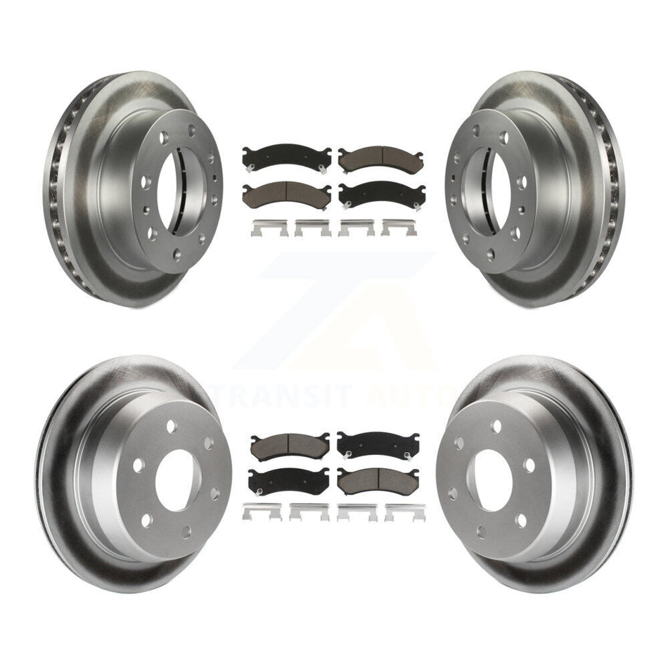 Front Rear Coated Disc Brake Rotors And Ceramic Pads Kit For 2003-2003 Chevrolet Silverado 2500 HD Suburban GMC Sierra KGC-101375