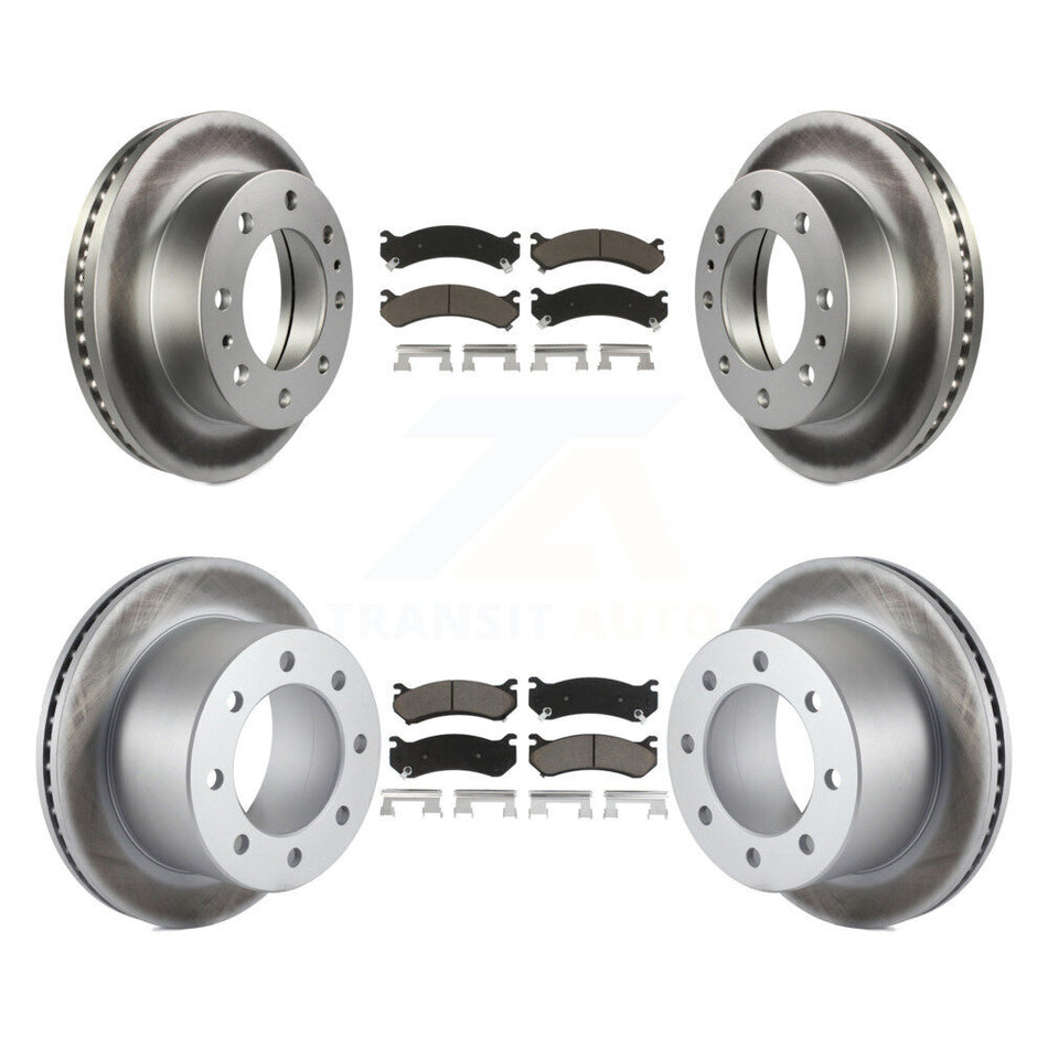 Front Rear Coated Disc Brake Rotors And Ceramic Pads Kit For 2007 GMC Sierra 3500 Classic With 12000 Lb GVW KGC-101376