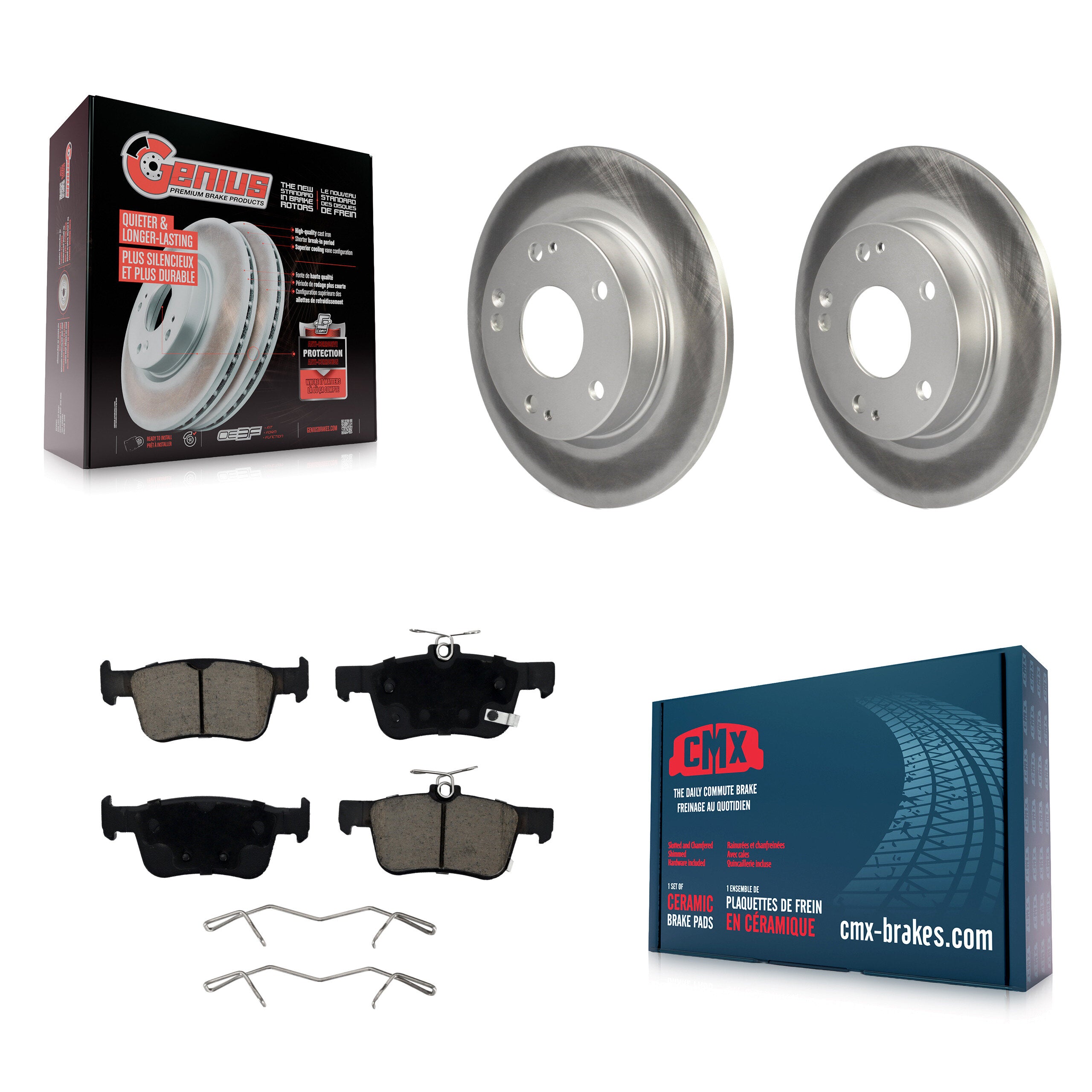 Rear Coated Disc Brake Rotors And Ceramic Pads Kit For Honda Civic Insight KGC-101418