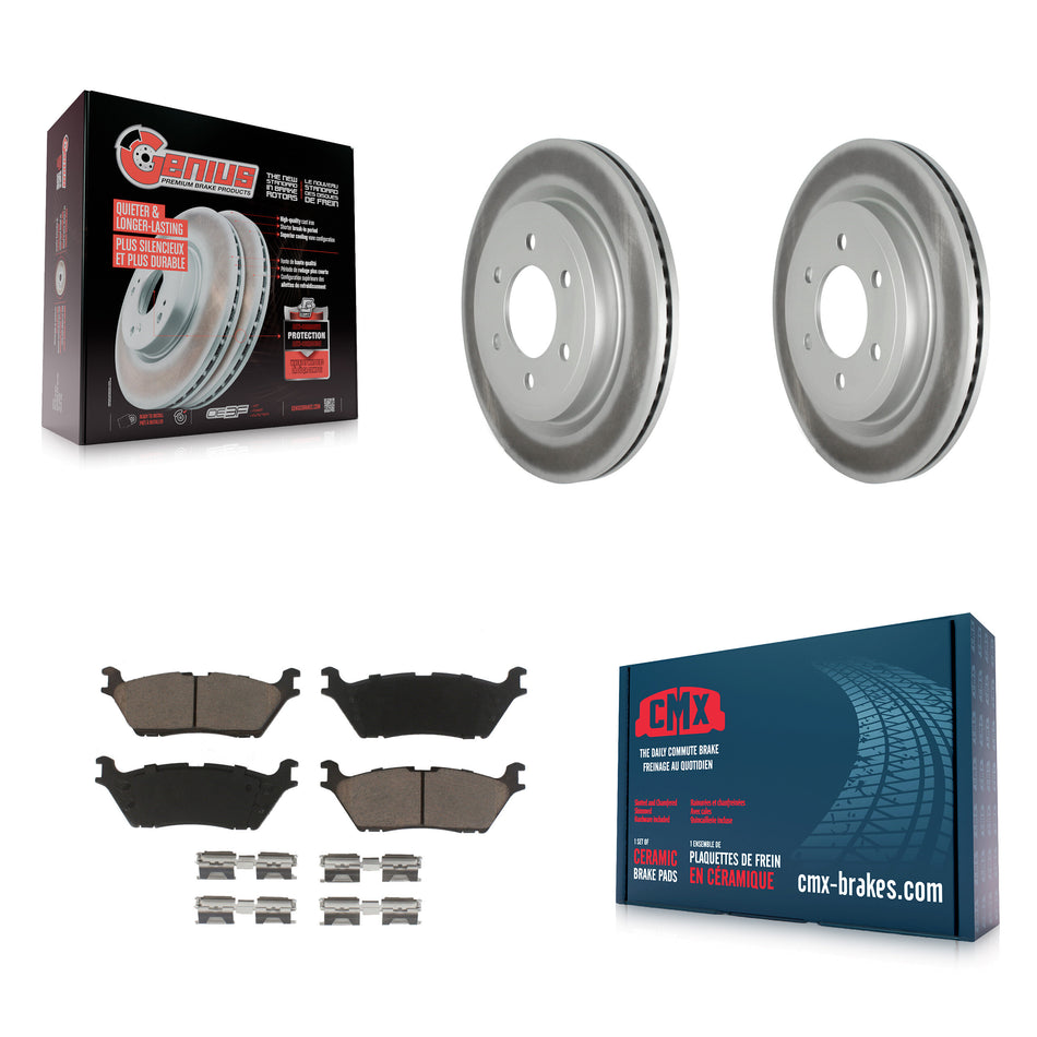 Rear Coated Disc Brake Rotors And Ceramic Pads Kit For Ford F-150 Expedition Lincoln Navigator KGC-101424