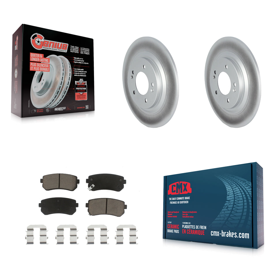 Rear Coated Disc Brake Rotors And Ceramic Pads Kit For 2017 Kia Cadenza Limited Technology With Manual Parking KGC-101428