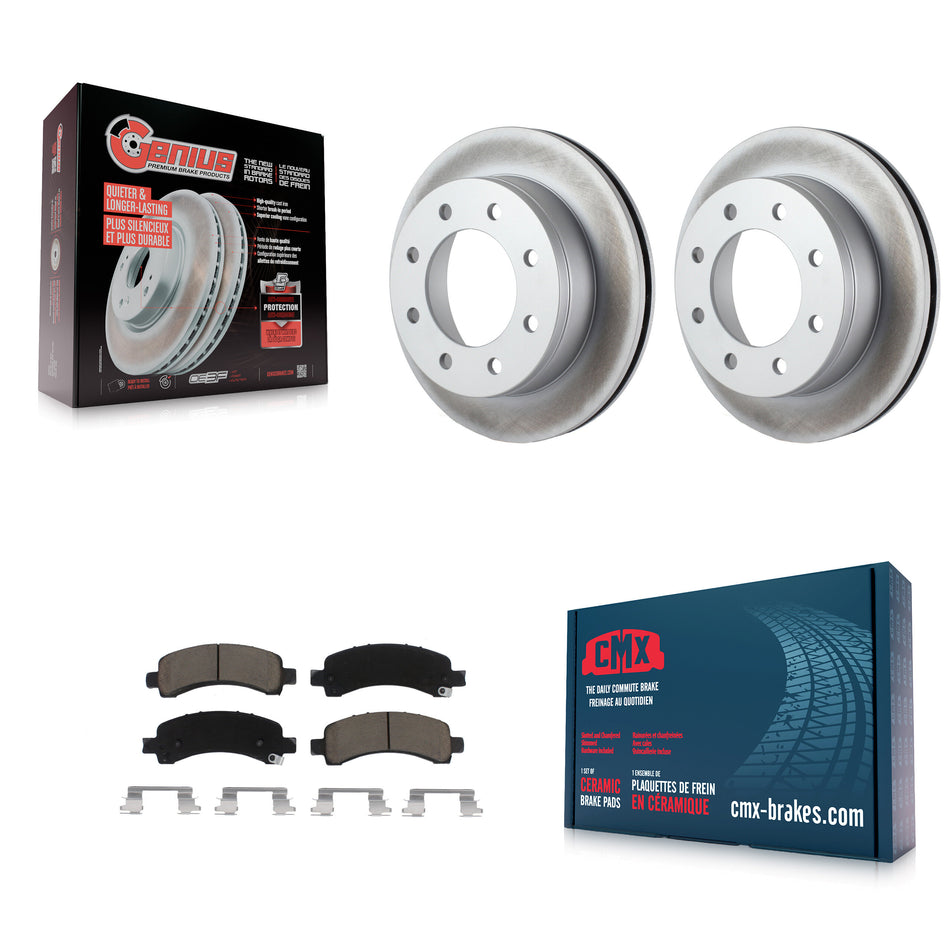 Rear Coated Disc Brake Rotors And Ceramic Pads Kit For Chevrolet Express 2500 GMC 3500 Savana KGC-101441