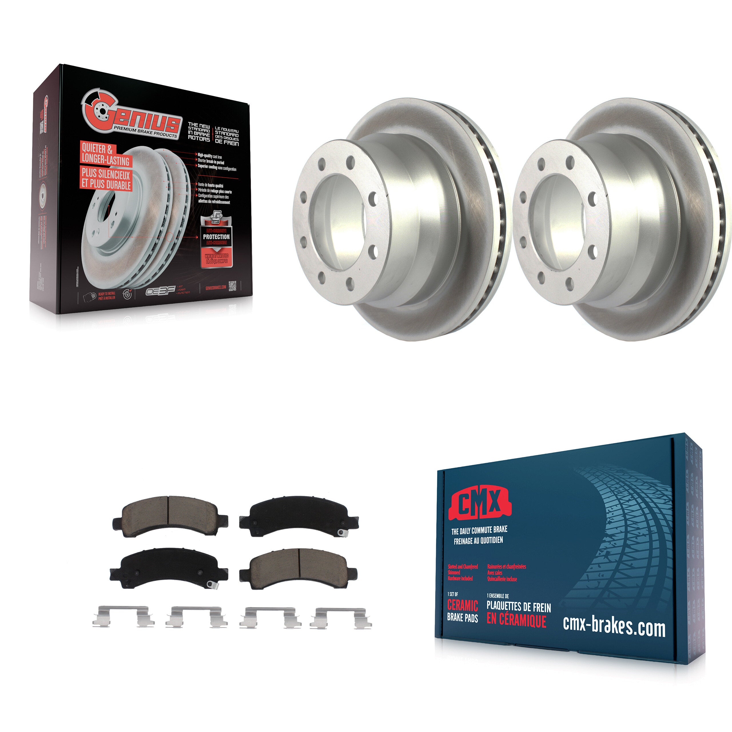 Rear Coated Disc Brake Rotors And Ceramic Pads Kit For Chevrolet Express 4500 KGC-101442