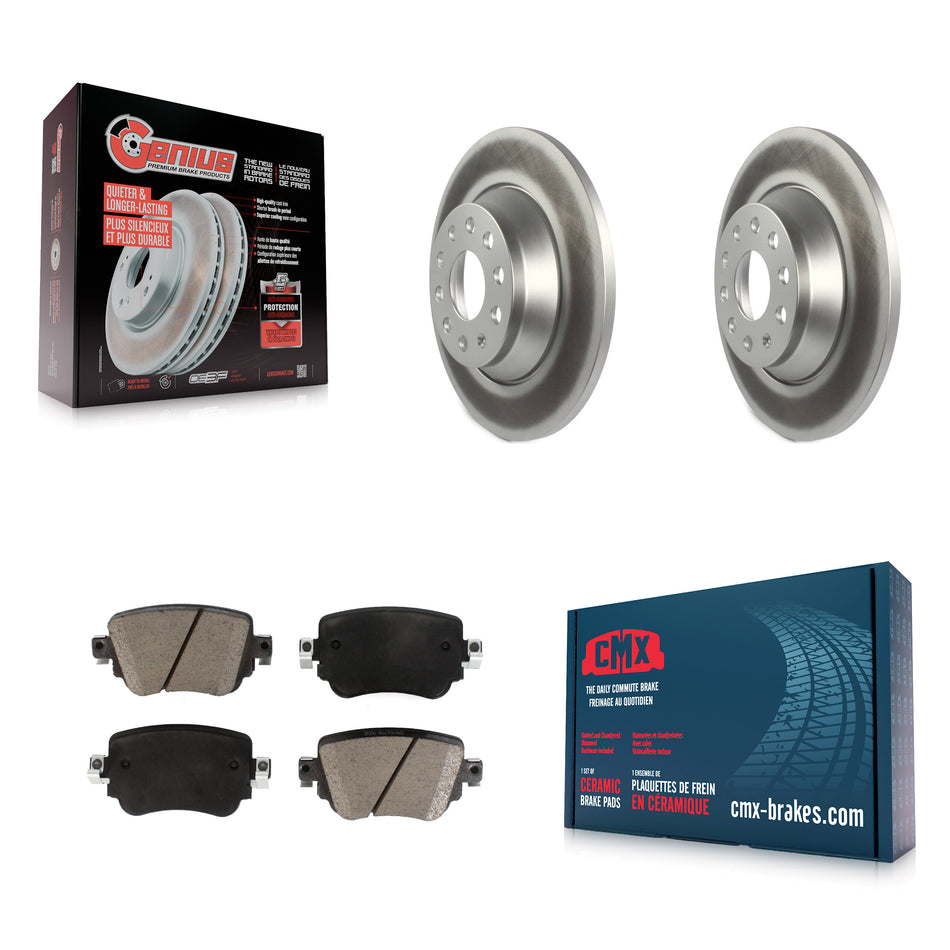 Rear Coated Disc Brake Rotors And Ceramic Pads Kit For 2016-2018 Audi Q3 Quattro KGC-101478