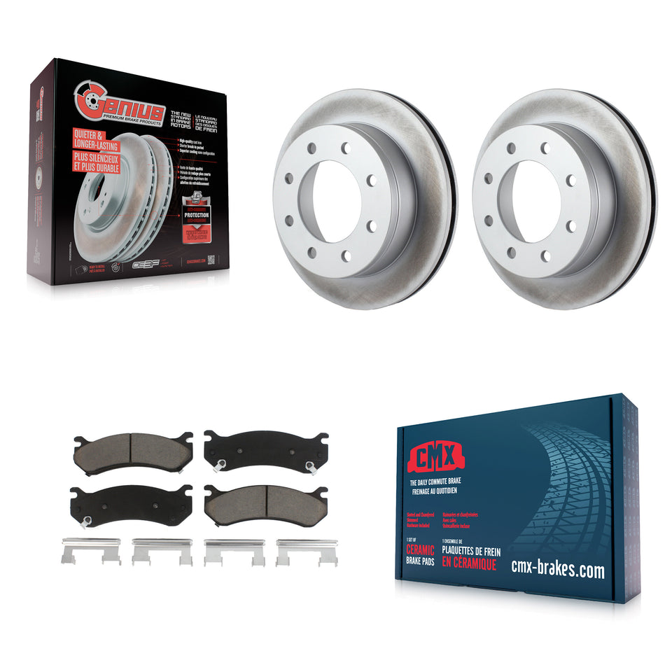 Rear Coated Disc Brake Rotors And Ceramic Pads Kit For Chevrolet Silverado 2500 HD GMC Sierra Hummer H2 1500 Suburban Yukon XL Avalanche Classic KGC-101495