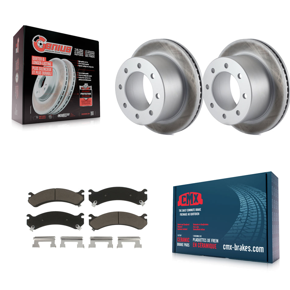 Rear Coated Disc Brake Rotors And Ceramic Pads Kit For Chevrolet Silverado 3500 HD GMC Sierra Classic KGC-101496