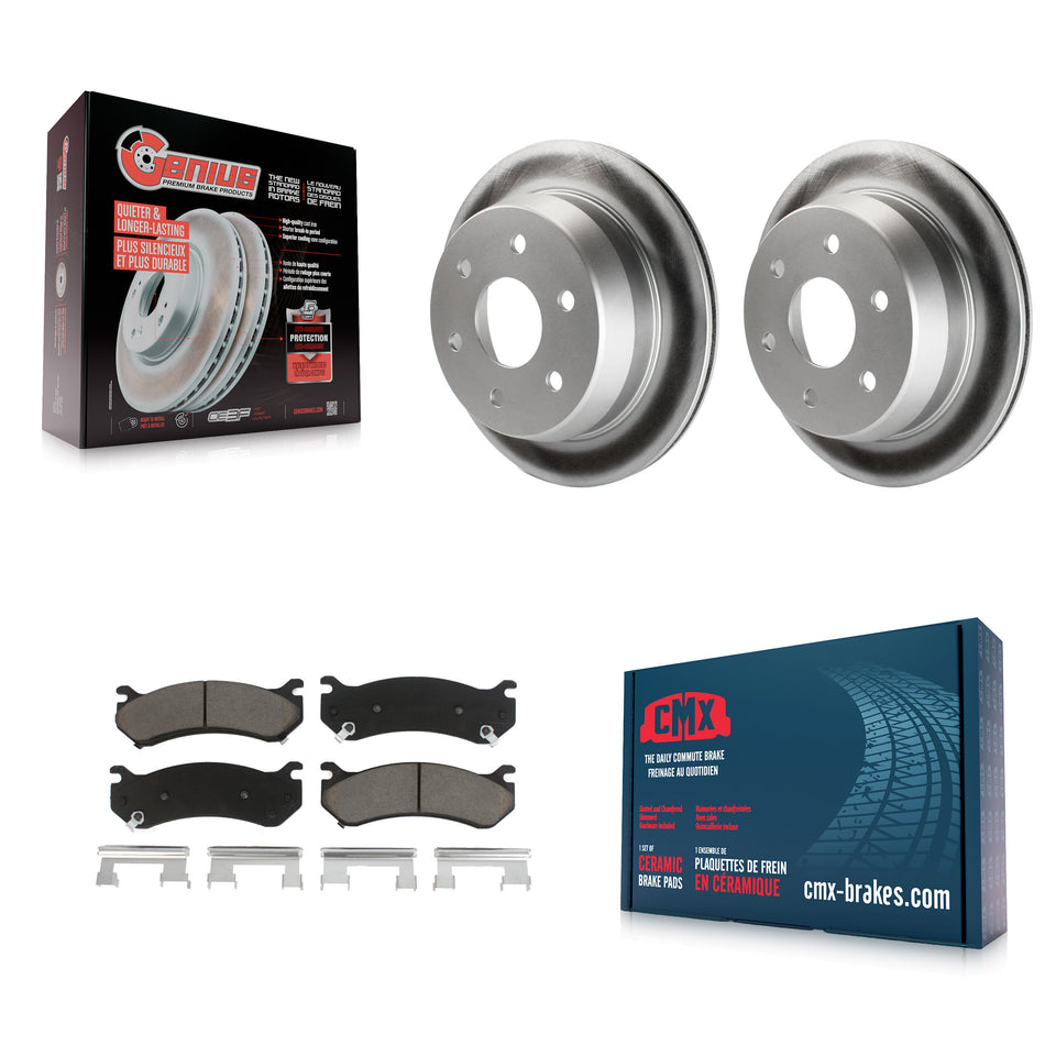 Rear Coated Disc Brake Rotors And Ceramic Pads Kit For 2003-2003 Chevrolet Silverado 2500 HD Suburban GMC Sierra KGC-101497