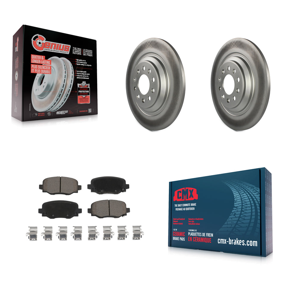 Rear Coated Disc Brake Rotors And Ceramic Pads Kit For 2014-2021 Jeep Cherokee With Dual Piston Front Caliper KGC-101521