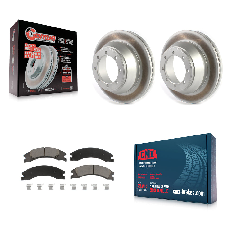 Rear Coated Disc Brake Rotors And Ceramic Pads Kit For 2009-2010 Ford E-450 Super Duty DIESEL engine KGC-101528