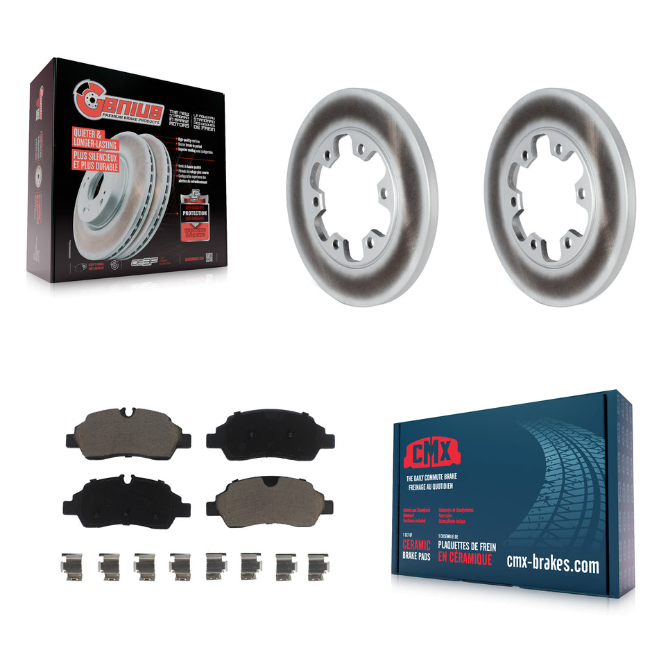 Rear Coated Disc Brake Rotors And Ceramic Pads Kit For 2015-2019 Ford Transit-350 HD With 6 Lug Wheels KGC-101541