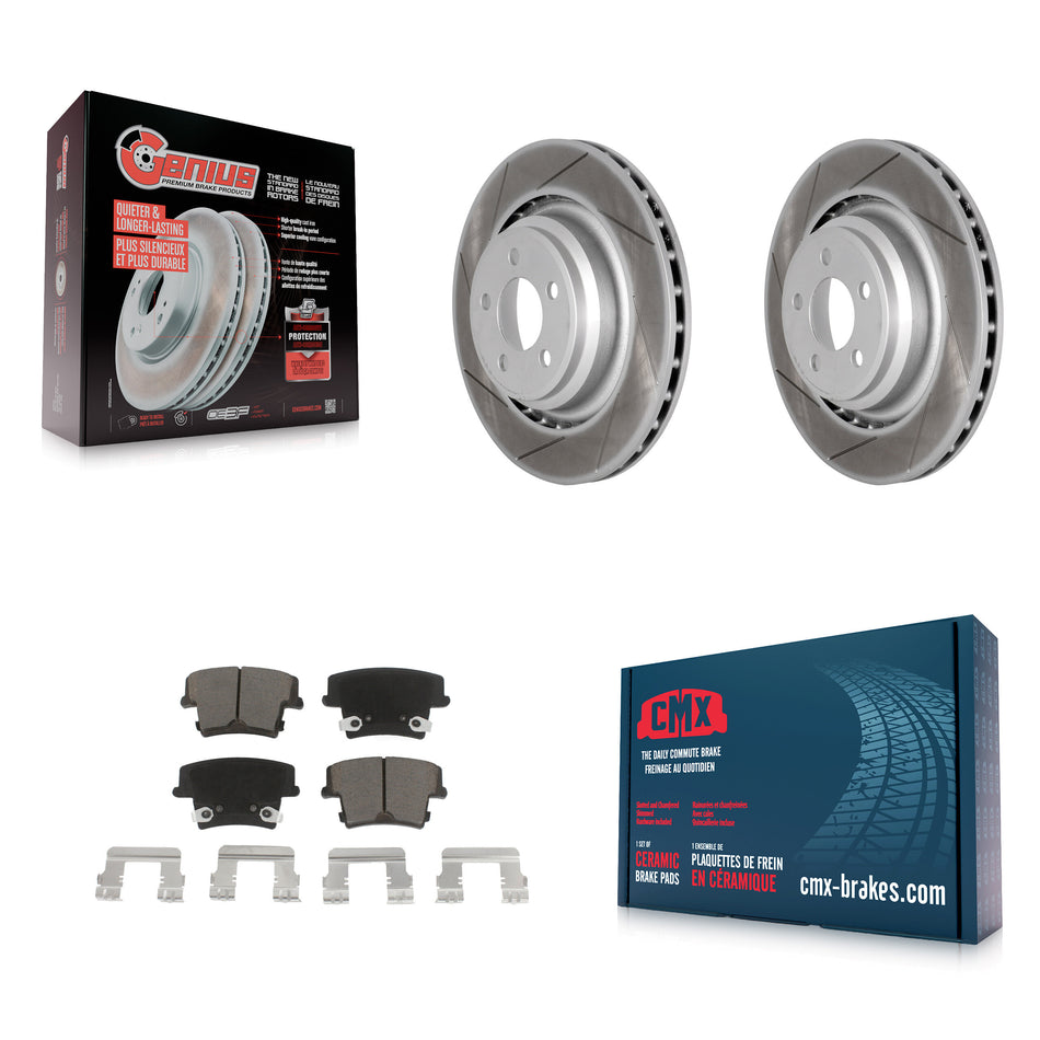 Rear Coated Disc Brake Rotors And Ceramic Pads Kit For 2015 Dodge Charger R T Scat Pack with 6.4L KGC-101553