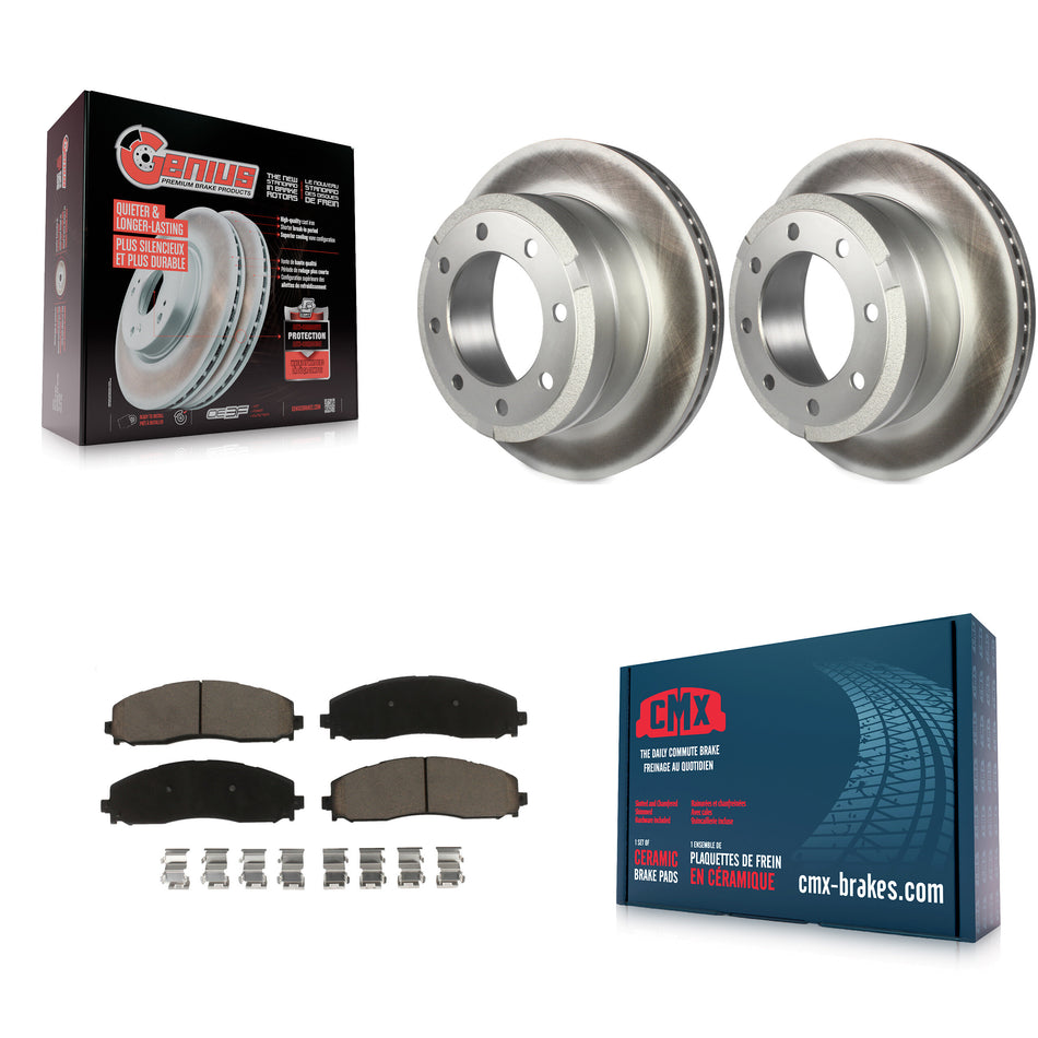 Rear Coated Disc Brake Rotors And Ceramic Pads Kit For Ford F-250 Super Duty F-350 KGC-101561