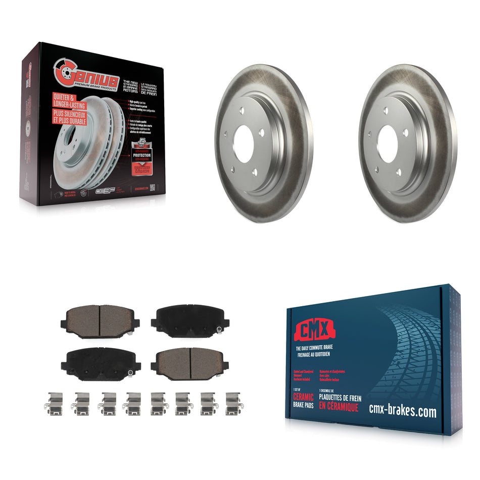 Rear Coated Disc Brake Rotors And Ceramic Pads Kit For 2017-2018 Dodge Grand Caravan With Single Piston Front Caliper KGC-101589