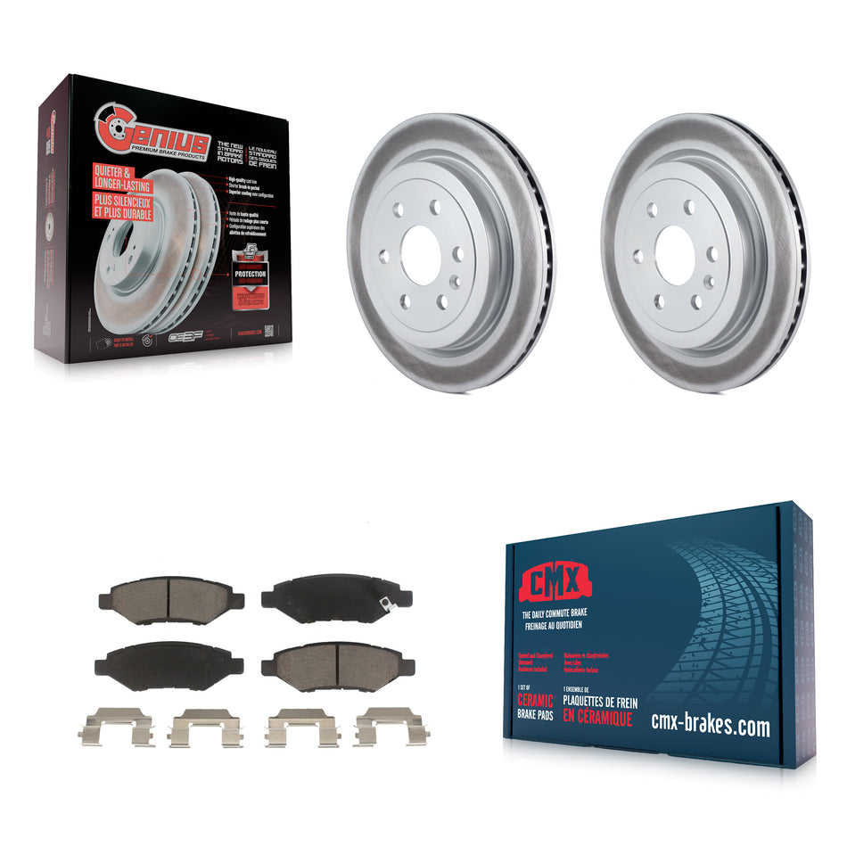 Rear Coated Disc Brake Rotors And Ceramic Pads Kit For Cadillac SRX Saab 9-4X KGC-101617
