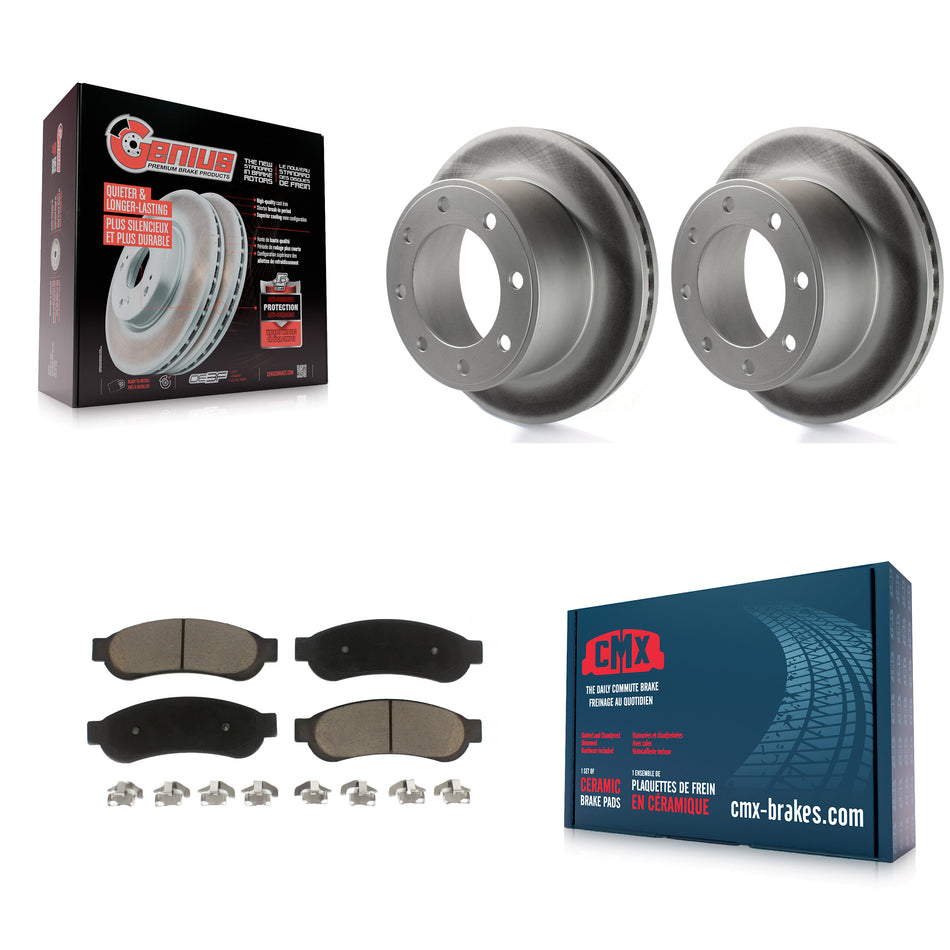 Rear Coated Disc Brake Rotors And Ceramic Pads Kit For Ford F-250 Super Duty F-350 KGC-101619