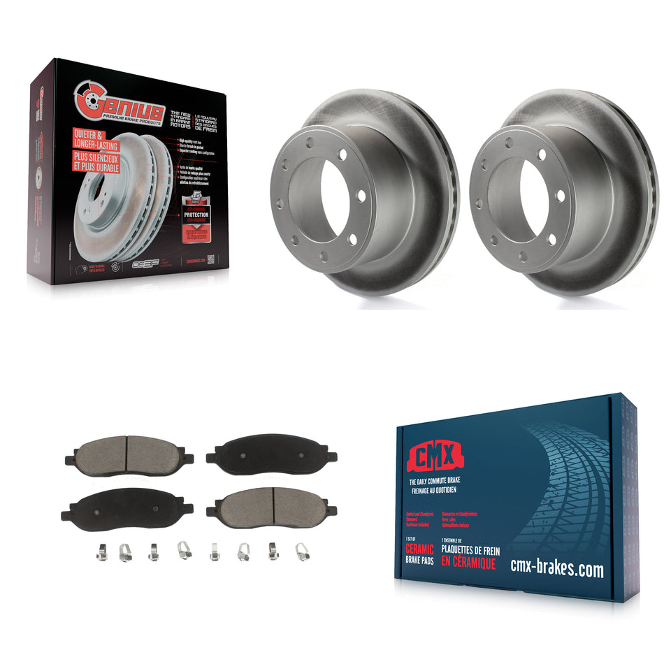 Rear Coated Disc Brake Rotors And Ceramic Pads Kit For 2005-2007 Ford F-250 Super Duty F-350 KGC-101620