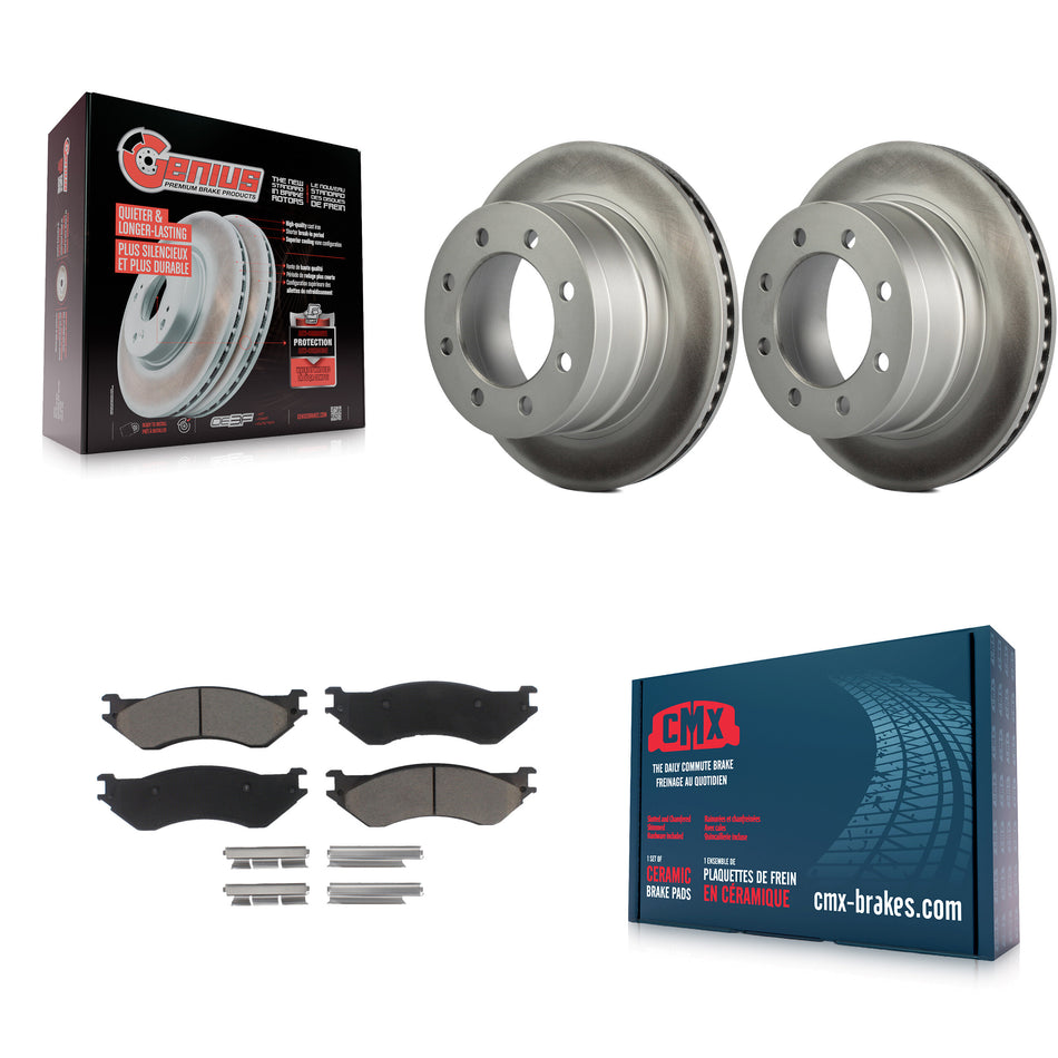 Rear Coated Disc Brake Rotors And Ceramic Pads Kit For Dodge Ram 2500 1500 3500 KGC-101655