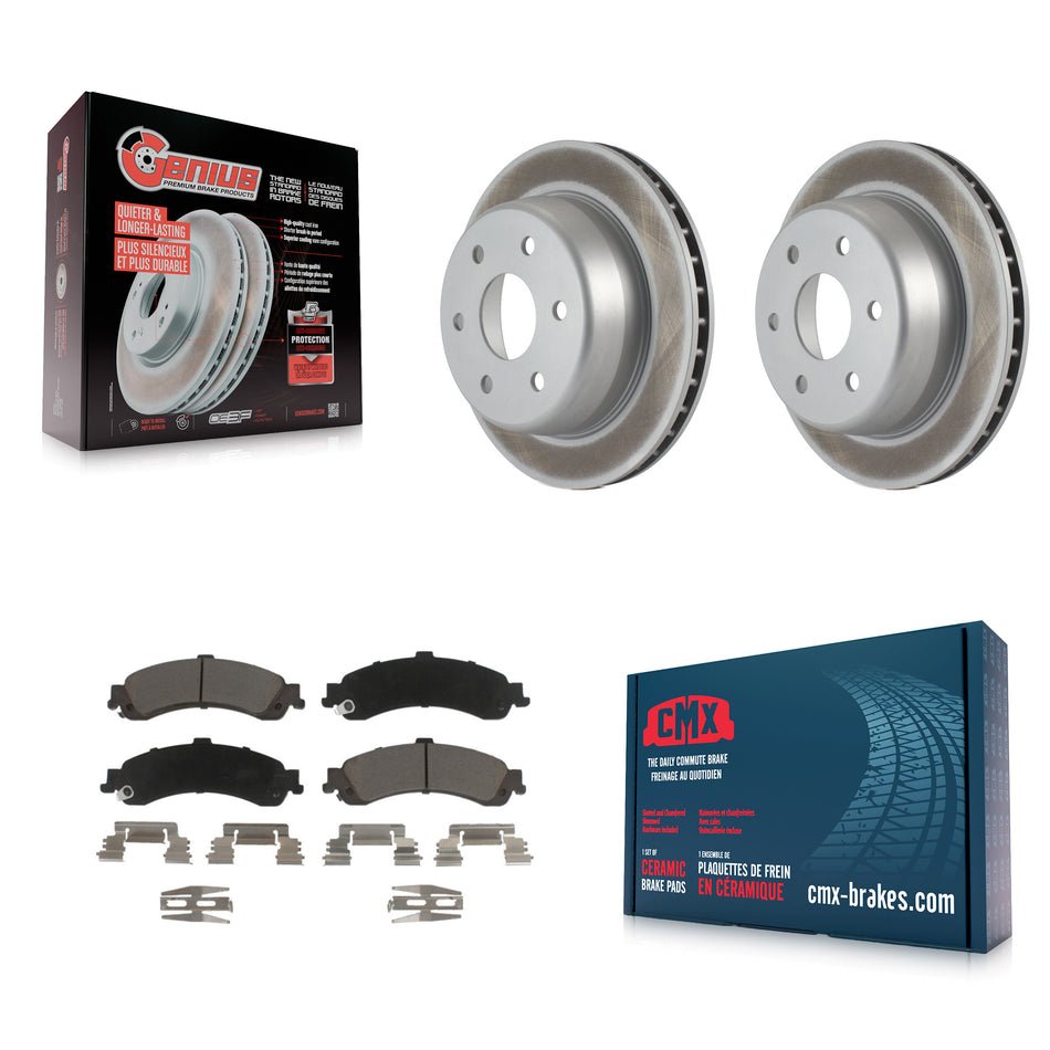 Rear Coated Disc Brake Rotors And Ceramic Pads Kit For Chevrolet Silverado 1500 GMC Tahoe Sierra Suburban Yukon Avalanche XL Cadillac Escalade ESV EXT KGC-101679