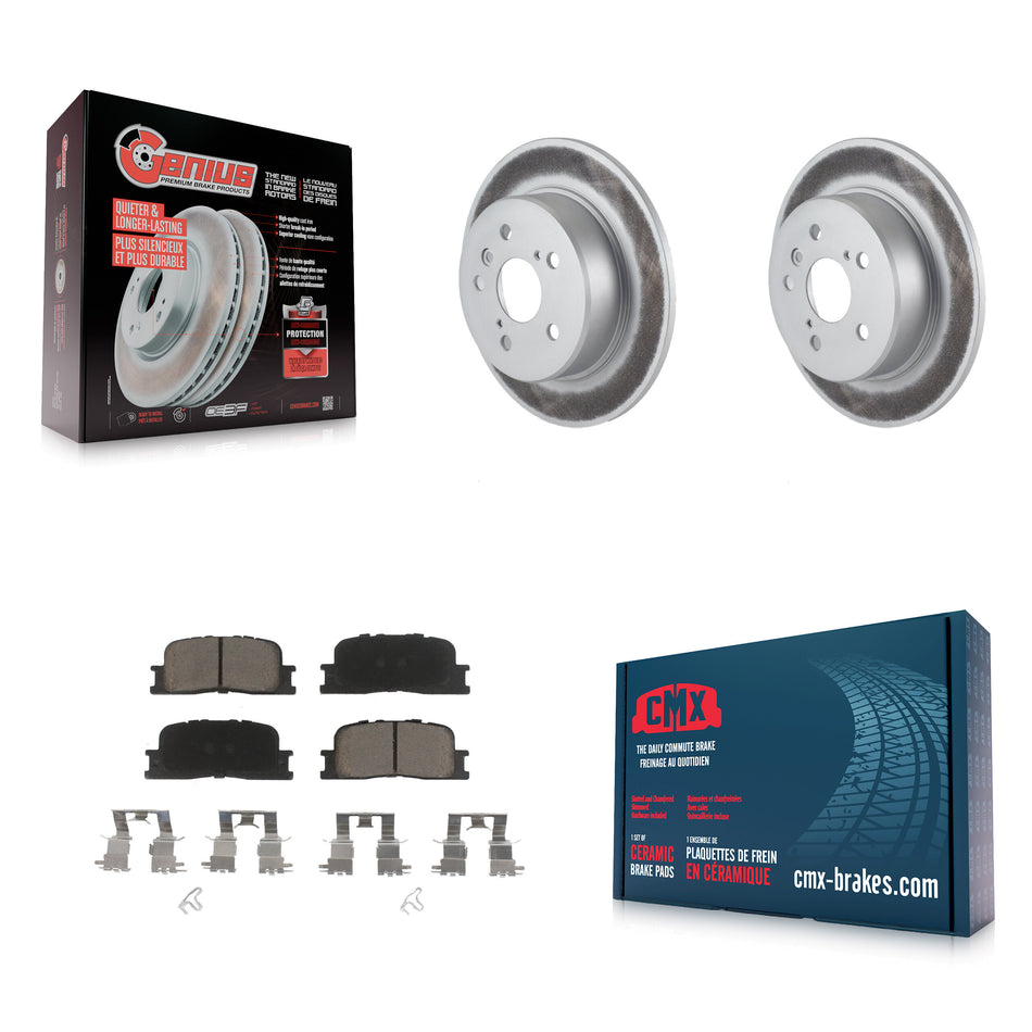 Rear Coated Disc Brake Rotors And Ceramic Pads Kit For 2001-2003 Toyota Highlander AWD KGC-101689