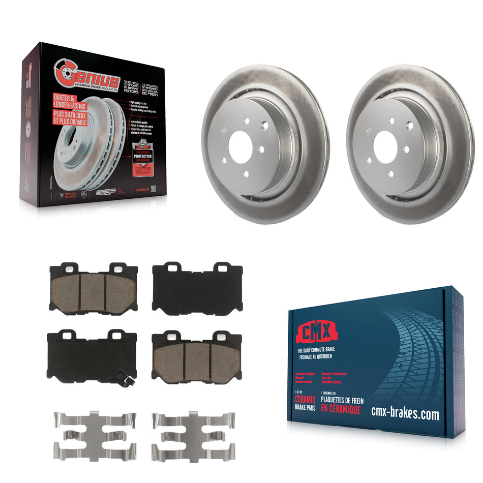 Rear Coated Disc Brake Rotors And Ceramic Pads Kit For INFINITI Q50 M37 Q60 Q70 Q70L QX70 M56 FX50 KGC-101691