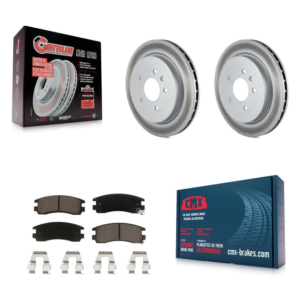 Rear Coated Disc Brake Rotors And Ceramic Pads Kit For 2003-2004 Cadillac Seville With Vented Rotor KGC-101701