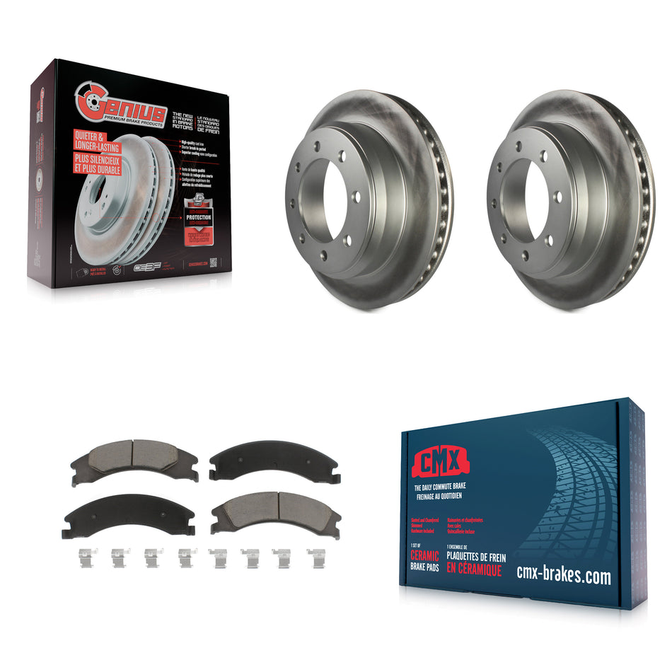 Rear Coated Disc Brake Rotors And Ceramic Pads Kit For Ford E-350 Super Duty E-250 E-150 Econoline KGC-101702