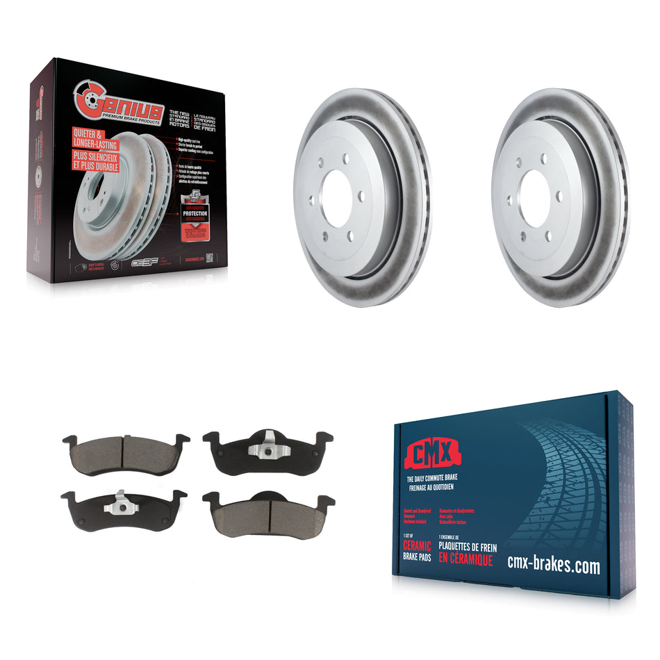 Rear Coated Disc Brake Rotors And Ceramic Pads Kit For 2007-2017 Ford Expedition Lincoln Navigator KGC-101716