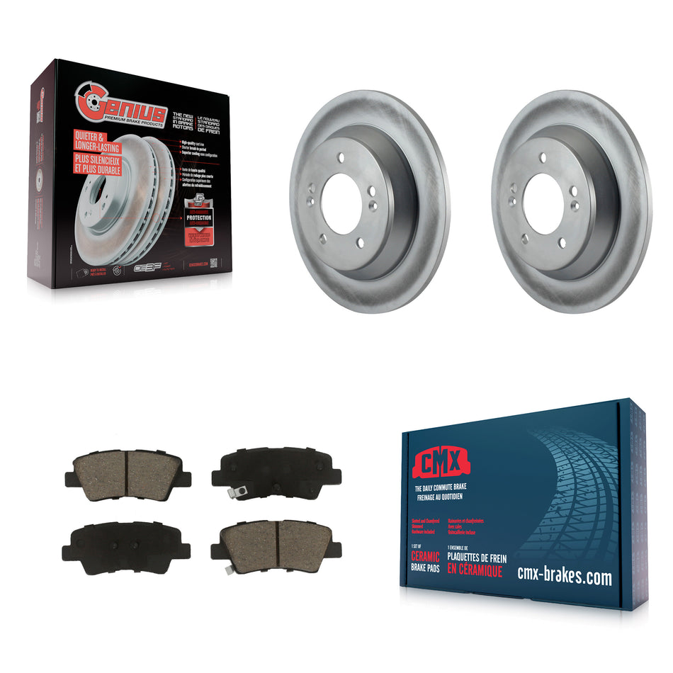 Rear Coated Disc Brake Rotors And Ceramic Pads Kit For 2014-2017 Kia Rondo With Electric Parking KGC-101792