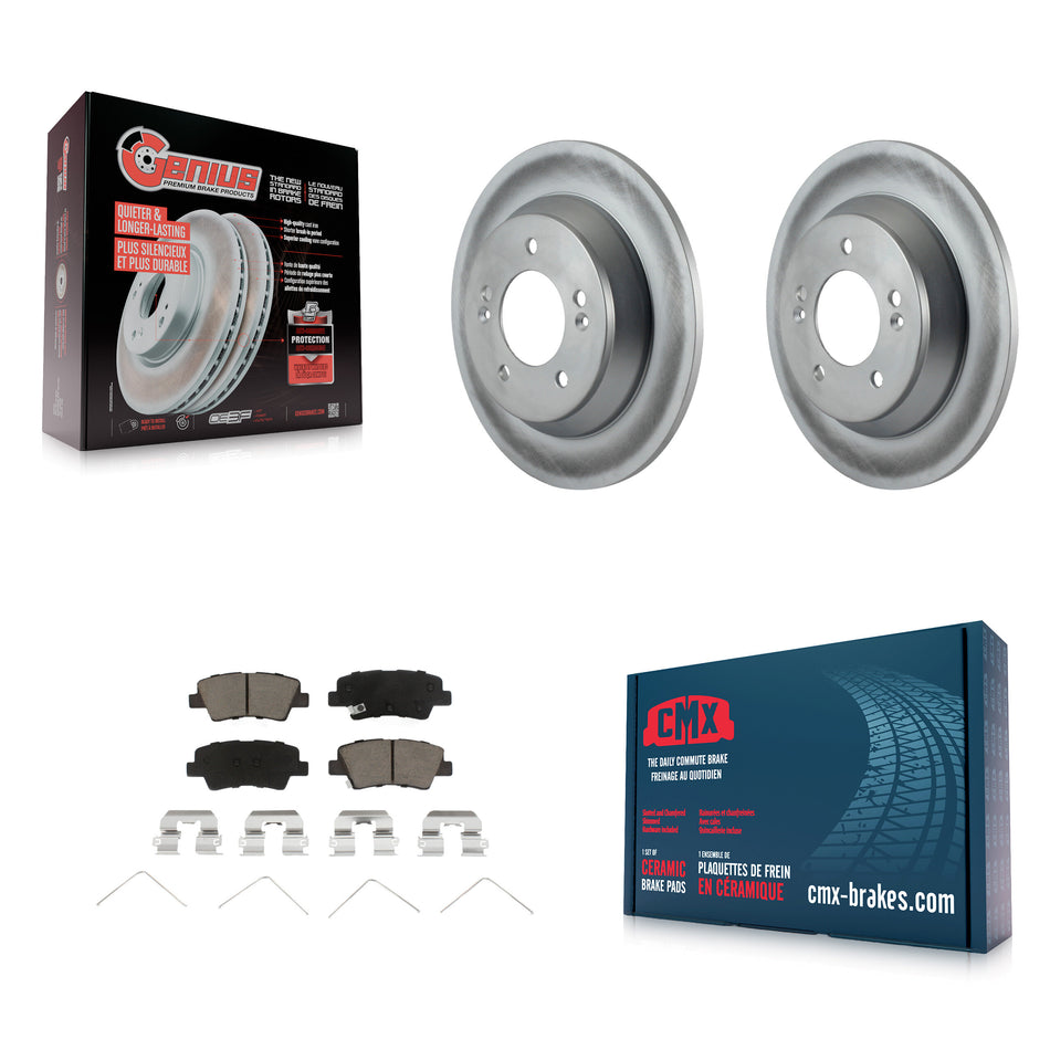 Rear Coated Disc Brake Rotors And Ceramic Pads Kit For 2014-2017 Kia Rondo With Manual Parking KGC-101793