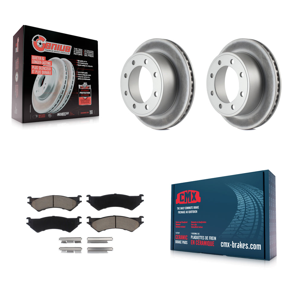 Rear Coated Disc Brake Rotors And Ceramic Pads Kit For Ford E-350 Super Duty E-250 Econoline Club Wagon E-150 KGC-101862