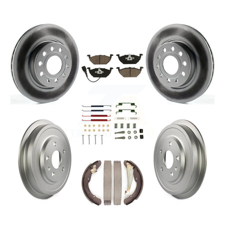 Front Rear Coated Disc Brake Rotors Ceramic Pads And Drum Kit (7Pc) For Volkswagen Jetta KGC-101890