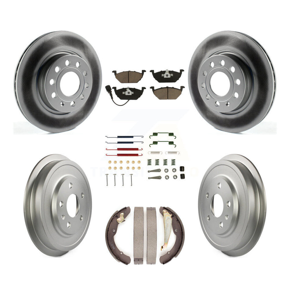 Front Rear Coated Disc Brake Rotors Ceramic Pads And Drum Kit (7Pc) For Volkswagen Jetta KGC-101890