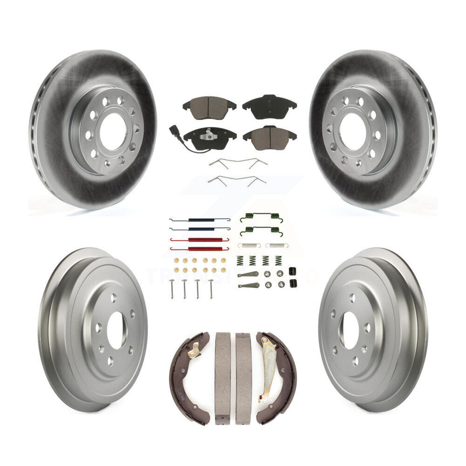 Front Rear Coated Disc Brake Rotors Ceramic Pads And Drum Kit (7Pc) For Volkswagen Jetta KGC-101891