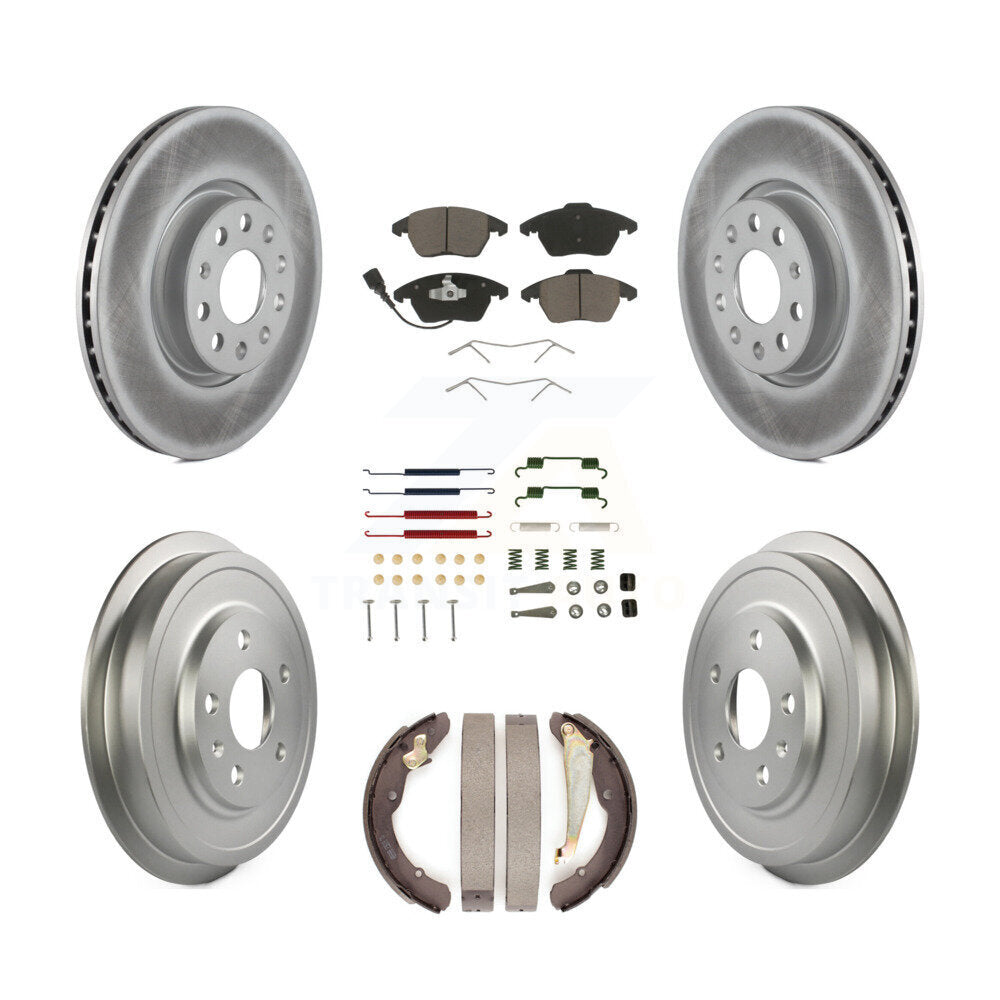 Front Rear Coated Disc Brake Rotors Ceramic Pads And Drum Kit (7Pc) For Volkswagen Jetta KGC-101892