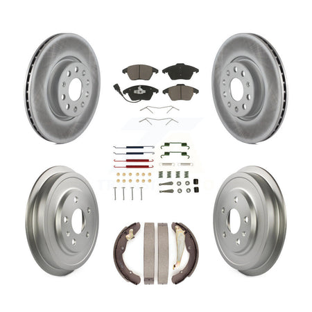 Front Rear Coated Disc Brake Rotors Ceramic Pads And Drum Kit (7Pc) For Volkswagen Jetta KGC-101892