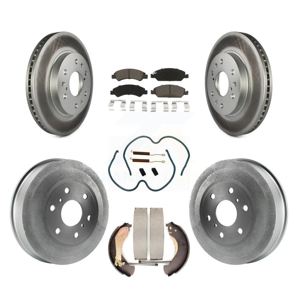Front Rear Coated Disc Brake Rotors Ceramic Pads And Drum Kit (7Pc) For 2009-2009 Chevrolet Silverado 1500 GMC Sierra Except Vehicles Using Hold Down Pins KGC-101894
